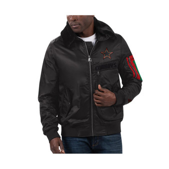 Men's x Ty Mopkins Black Dallas Cowboys Black History Month Satin Full-Zip Jacket