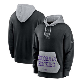Men's Black Colorado Rockies Heritage Tri-Blend Pullover Hoodie