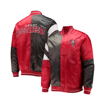 Men's Red, Black Tampa Bay Buccaneers Leader Varsity Satin Full-Snap Jacket