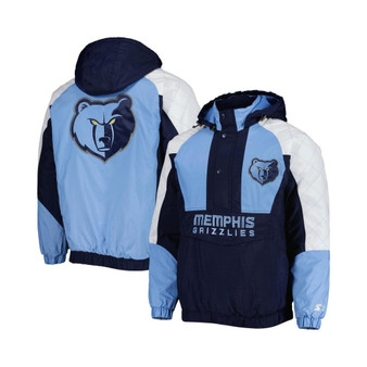 Men's Navy Memphis Grizzlies Body Check Raglan Hoodie Half-Zip Jacket