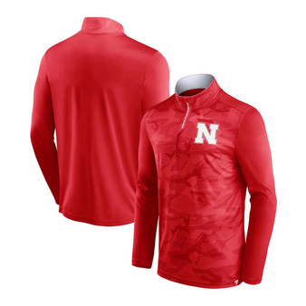 Men's Scarlet Nebraska Huskers Depth Chart Camo Jacquard Quarter-Zip Jacket