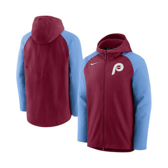 Men's Burgundy, Light Blue Philadelphia Phillies Authentic Collection Full-Zip Hoodie Performance Jacket
