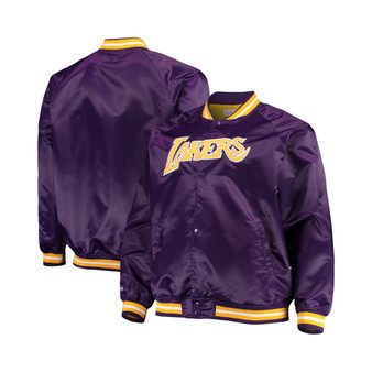 Men's Purple Los Angeles Lakers Big and Tall Hardwood Classics Raglan Satin Full-Snap Jacket