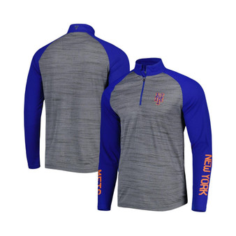 Men's Heather Gray New York Mets Vandal Raglan Quarter-Zip Top