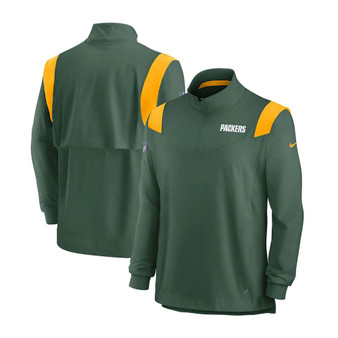 Men's Green Green Bay Packers 2021 Sideline Coaches Repel Quarter-Zip Jacket