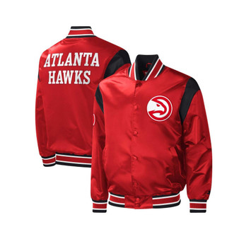 Men's Red Atlanta Hawks Force Play Satin Full-Snap Varsity Jacket