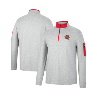 Men's Heathered Gray, Red Maryland Terrapins Country Club Windshirt Quarter-Zip Jacket
