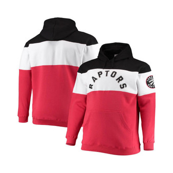 Men's Branded Black, Red Toronto Raptors Big and Tall Colorblock Wordmark Pullover Hoodie