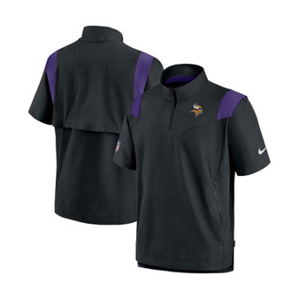 Men's Black Minnesota Vikings Sideline Coaches Short Sleeve Quarter-Zip Jacket