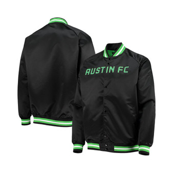 Men's Black Austin FC Satin Full-Snap Raglan Jacket