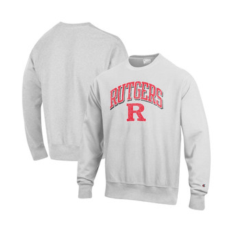 Men's Gray Rutgers Scarlet Knights Arch Over Logo Reverse Weave Pullover Sweatshirt