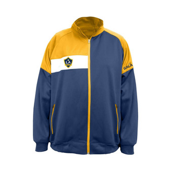 Men's Navy, Gold LA Galaxy Big and Tall Poly Fleece Full-Zip Track Jacket
