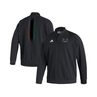 Men's Black Miami Hurricanes Miami Nights Strategy Woven Primeblue Full-Zip Bomber Jacket