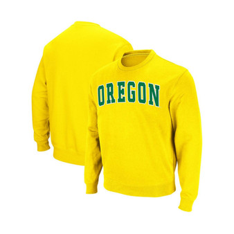 Men's Yellow Oregon Ducks Arch & Logo Tackle Twill Pullover Sweatshirt