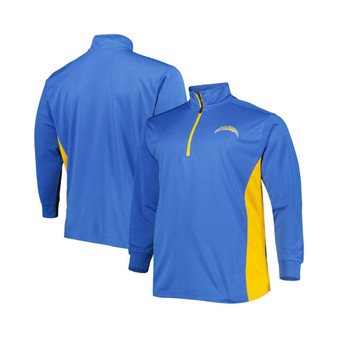 Men's Powder Blue and Gold Los Angeles Chargers Big and Tall Quarter-Zip Jacket