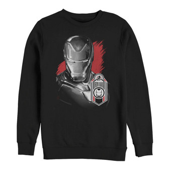 Marvel Men's Avengers Endgame Iron Man Tag Logo, Crewneck Fleece