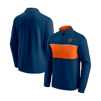 Men's Navy and Orange Chicago Bears Block Party Quarter-Zip Jacket