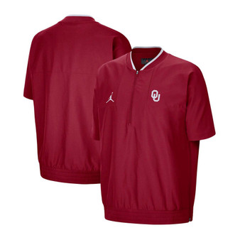 Men's Crimson Oklahoma Sooners 2021 Coaches Short Sleeve Quarter-Zip Jacket