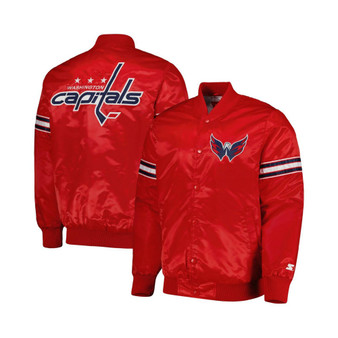 Men's Red Washington Capitals Pick and Roll Satin Full-Snap Varsity Jacket