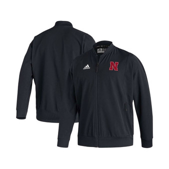 Men's Black Nebraska Huskers 2021 Sideline Woven Primeblue Full-Zip Bomber Jacket