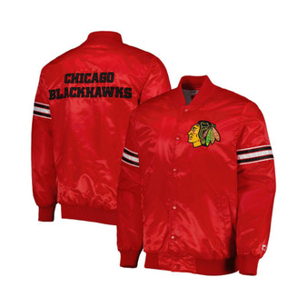 Men's Red Chicago Blackhawks Pick and Roll Satin Full-Snap Varsity Jacket