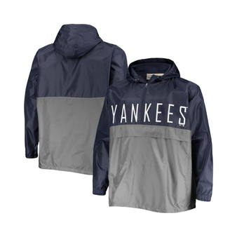 Men's Navy, Gray New York Yankees Big and Tall Split Body Anorak Half-Zip Jacket