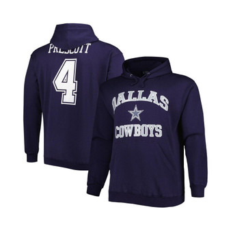 Men's Dak Prescott Navy Dallas Cowboys Big and Tall Fleece Name and Number Pullover Hoodie