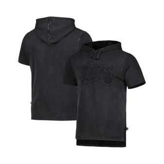 Men's Black Philadelphia 76ers Tonal Short Sleeve Pullover Hoodie