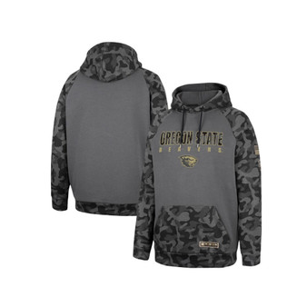 Men's Charcoal Oregon State Beavers OHT Military-Inspired Appreciation Camo Stack Raglan Pullover Hoodie