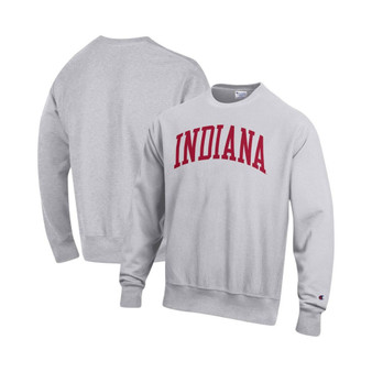 Men's Ash Indiana Hoosiers Big and Tall Reverse Weave Fleece Crewneck Pullover Sweatshirt