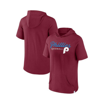 Men's Branded Burgundy Philadelphia Phillies Offensive Strategy Short Sleeve Pullover Hoodie