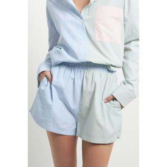Women's Striped Color Blocked Shorts
