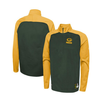 Men's Green Green Bay Packers Combine Authentic O-Line Raglan Half-Zip Jacket