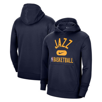 Men's Navy Utah Jazz 2021-2022 Spotlight On Court Performance Practice Pullover Hoodie