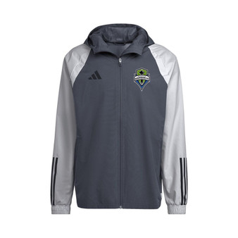 Men's Charcoal Seattle Sounders FC All-Weather Raglan Hoodie Full-Zip Jacket