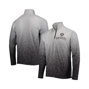 Men's Silver and Black Las Vegas Raiders Gradient Raglan Quarter-Zip Jacket