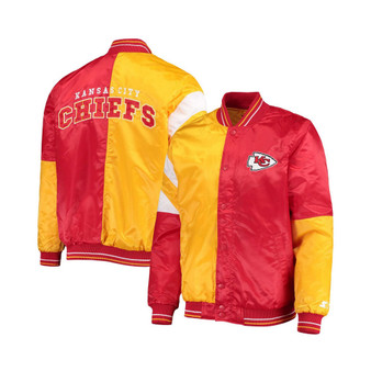 Men's Red, Yellow Kansas City Chiefs Leader Varsity Satin Full-Snap Jacket