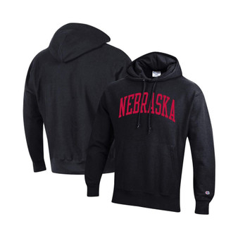 Men's Black Nebraska Huskers Team Arch Reverse Weave Pullover Hoodie