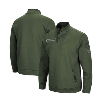 Men's Olive Wisconsin Badgers OHT Military-Inspired Appreciation Digit Quarter-Snap Jacket
