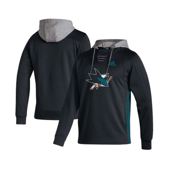 Men's Black San Jose Sharks Skate Lace AEROREADY Pullover Hoodie