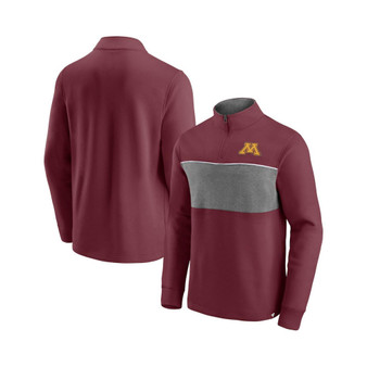 Men's Branded Maroon, Heathered Gray Minnesota Golden Gophers Primary Logo Quarter-Zip Jacket