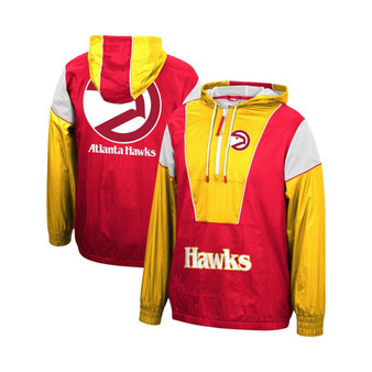 Men's Red, Yellow Atlanta Hawks Hardwood Classics Highlight Reel Windbreaker Half-Zip Hoodie Jacket