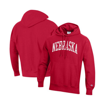 Men's Scarlet Nebraska Huskers Team Arch Reverse Weave Pullover Hoodie
