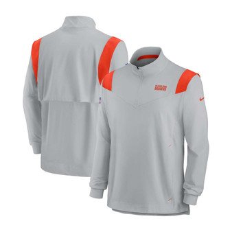 Men's Gray Cleveland Browns 2021 Sideline Coaches Repel Quarter-Zip Jacket