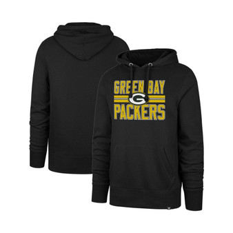 Men's '47 Black Green Bay Packers Block Stripe Headline Pullover Hoodie