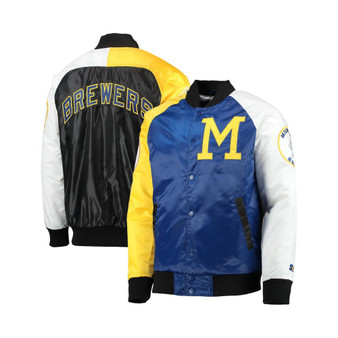 Men's Royal, Gold Milwaukee Brewers Varsity Tri-Color Satin Full-Snap Jacket