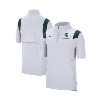 Men's White Michigan State Spartans Coach Short Sleeve Quarter-Zip Jacket
