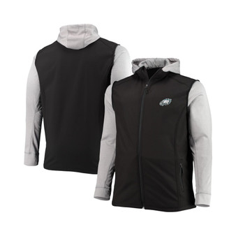 Men's Black and Gray Philadelphia Eagles Big and Tall Alpha Full-Zip Hoodie Jacket