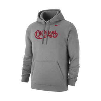 Men's Heather Gray Oklahoma Sooners Vintage-Like Script Club Fleece Pullover Hoodie