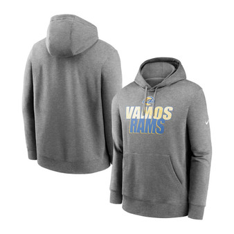 Men's Big and Tall Heathered Charcoal Los Angeles Rams Fan Gear Local Club Pullover Hoodie